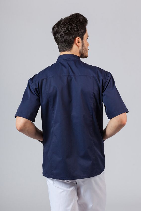 Pánska lekárska košile / blúzka se stojatým límečkem námornícky modrá-2
