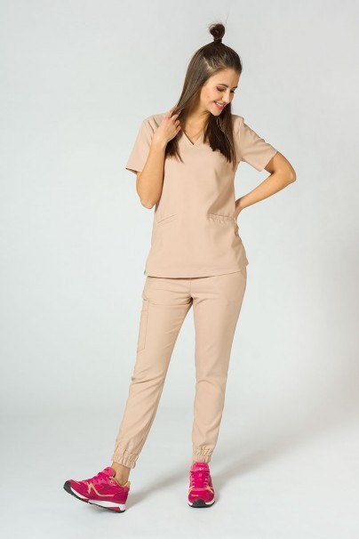 Zdravotnická súprava Sunrise Uniforms Premium (blúzka Joy, nohavice Chill) béžová-11
