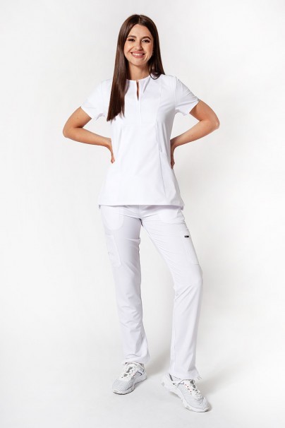 Dámske nohavice Adar Uniforms Skinny Leg Cargo biele-6