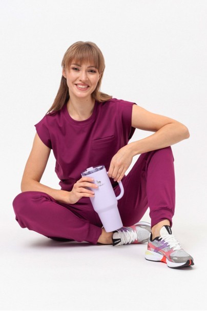 Dámske lekárske nohavice Cherokee Achieve Jogger čerešňovo červené-8