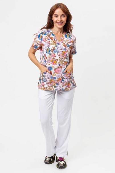 Dámska lekárska blúza Cherokee Prints V-neck Fin-tastic Watercolor-2