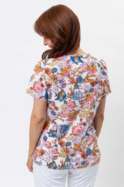 Dámska lekárska blúza Cherokee Prints V-neck Fin-tastic Watercolor-2