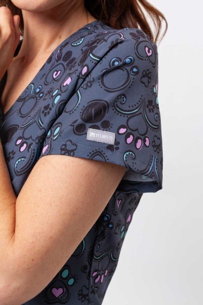 Lekárska blúzka dámska Maevn Prints Regal Paws-4