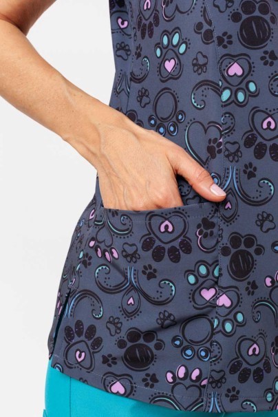 Lekárska blúzka dámska Maevn Prints Regal Paws-5