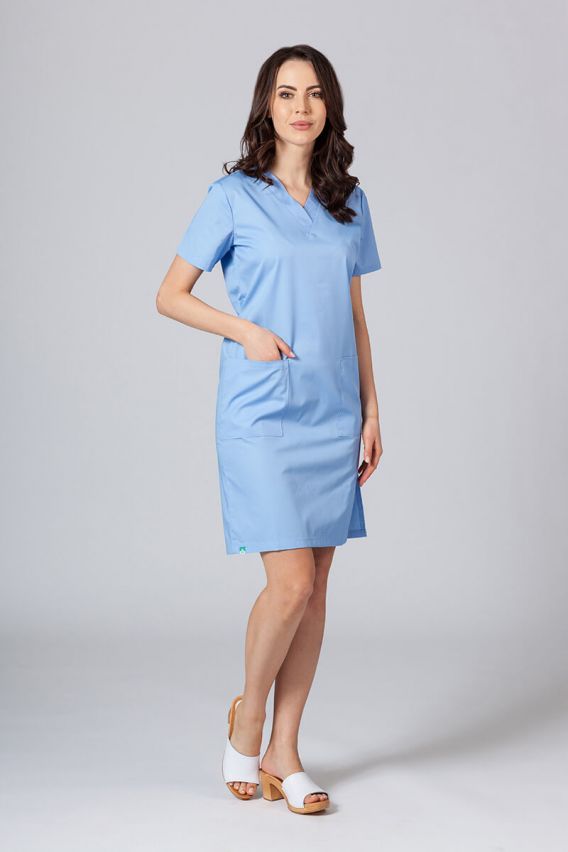 Lekárske jednoduché šaty Sunrise modré-1