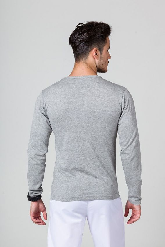 Pánske tričko s dlhým rukávom  tmavo sivý melír-2