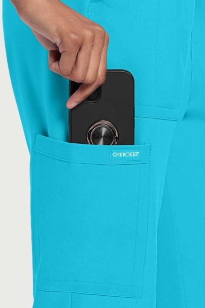 Dámske lekárske nohavice Cherokee Ultra Cargo tyrkysové-3