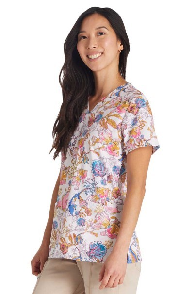 Dámska lekárska blúza Cherokee Prints V-neck Fin-tastic Watercolor-2