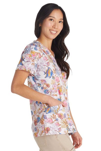 Dámska lekárska blúza Cherokee Prints V-neck Fin-tastic Watercolor-3