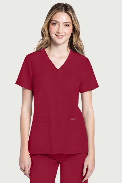 Dámska lekárska súprava Cherokee Ultra (blúzka V-neck, Cargo nohavice) červená-1
