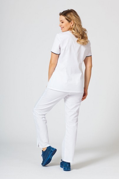 Dámska lekárska blúzka so zipsom Sunrise Uniforms biela / námornícky modrá-3