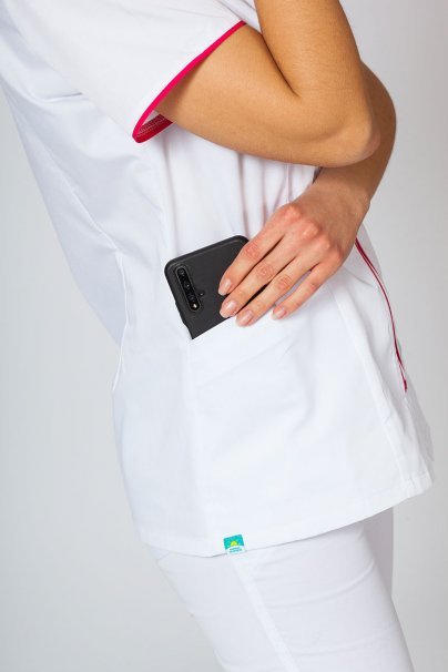 Dámska lekárska blúzka so zipsom Sunrise Uniforms biela / malinová-5