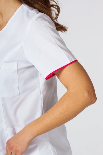 Dámska lekárska blúzka so zipsom Sunrise Uniforms biela / malinová-4