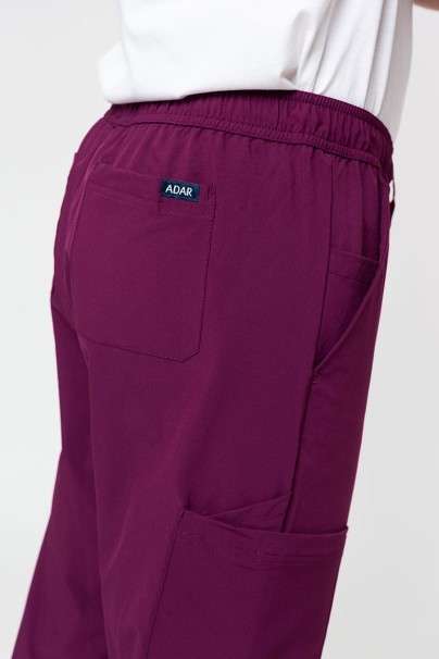 Pánske lekárske nohavice Adar Slim Leg Cargo čerešňovo červené-5