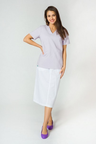 Lekárska sukňa s vreckami Adar Uniforms Mid-Calf biela-2