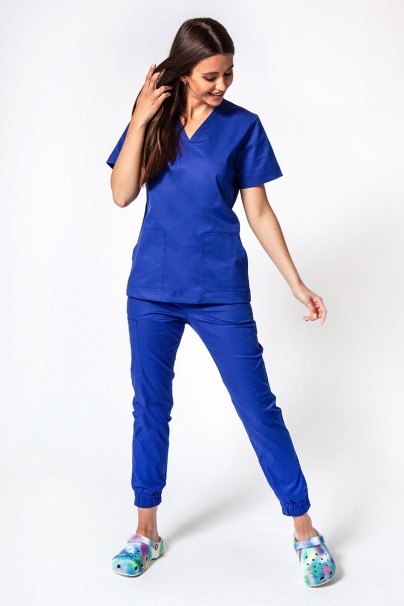 Dámska lekárska blúzka Sunrise Uniforms Active Bloom tmavo modrá-4