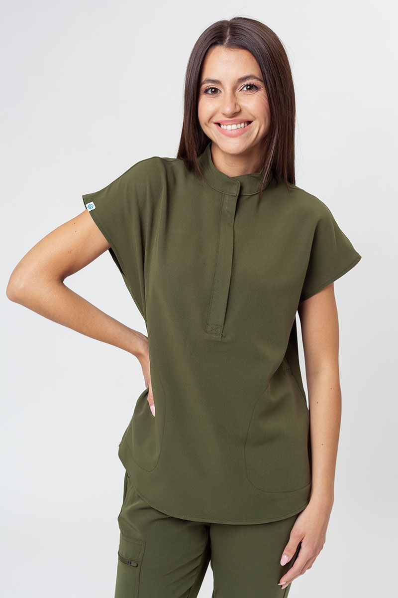 Dámska lekárska blúza Uniforms World 518GTK™ Avant olivková (magnetické klipsy)