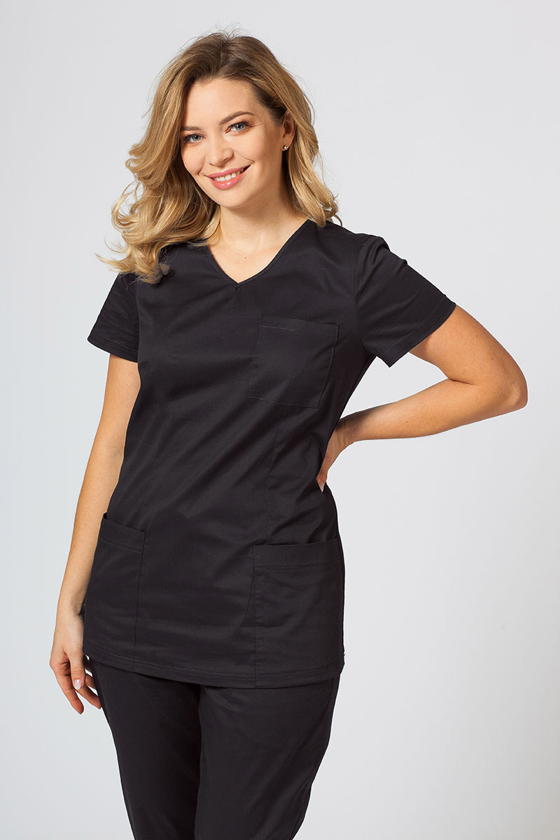 Dámska lekárska blúzka Sunrise Uniforms Fit (elastická) čierna