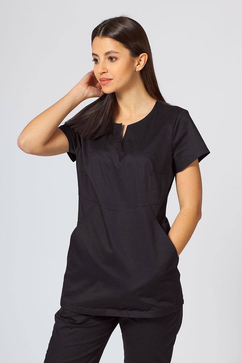 Dámska lekárska blúzka Sunrise Uniforms Kangaroo (elastická), čierna
