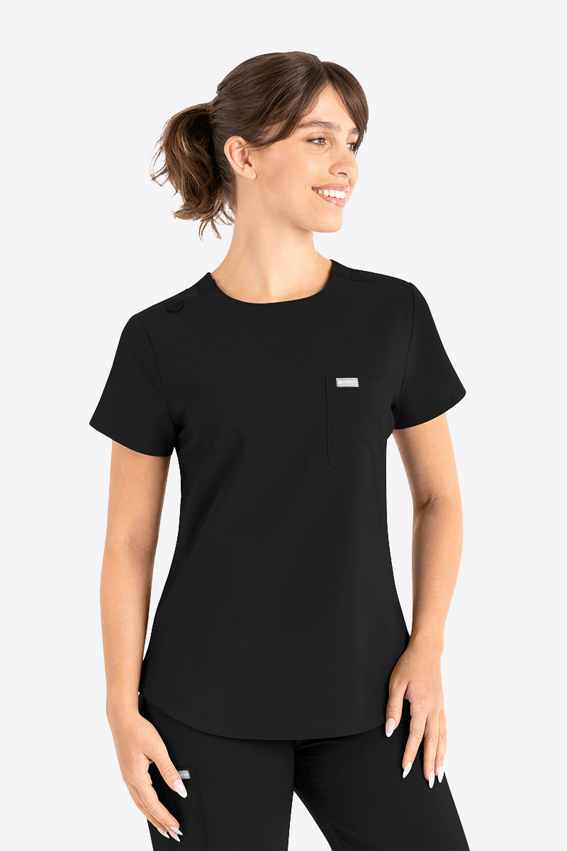 Dámska lekárska blúza Maevn Momentum Round Neck čierna