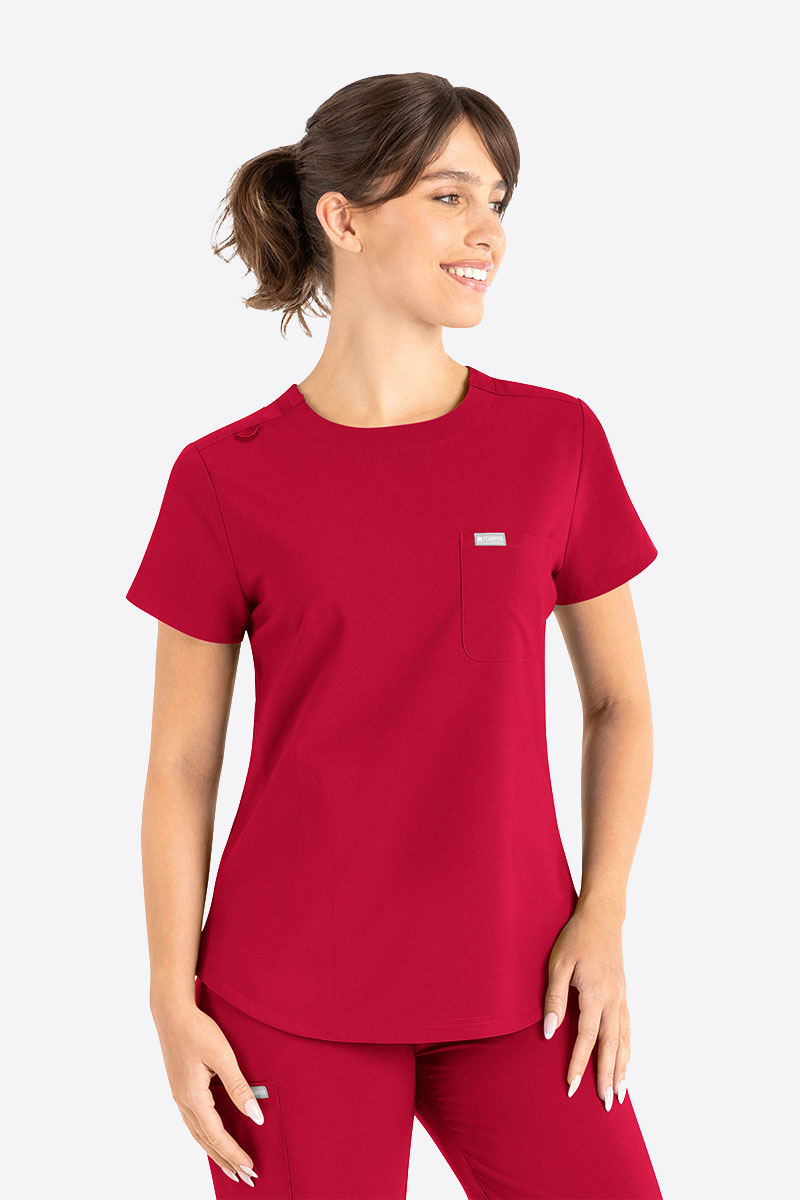 Dámska lekárska blúza Maevn Momentum Round Neck červená