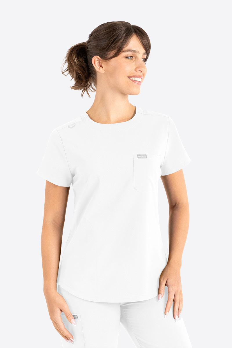 Dámska lekárska blúza Maevn Momentum Round Neck biela