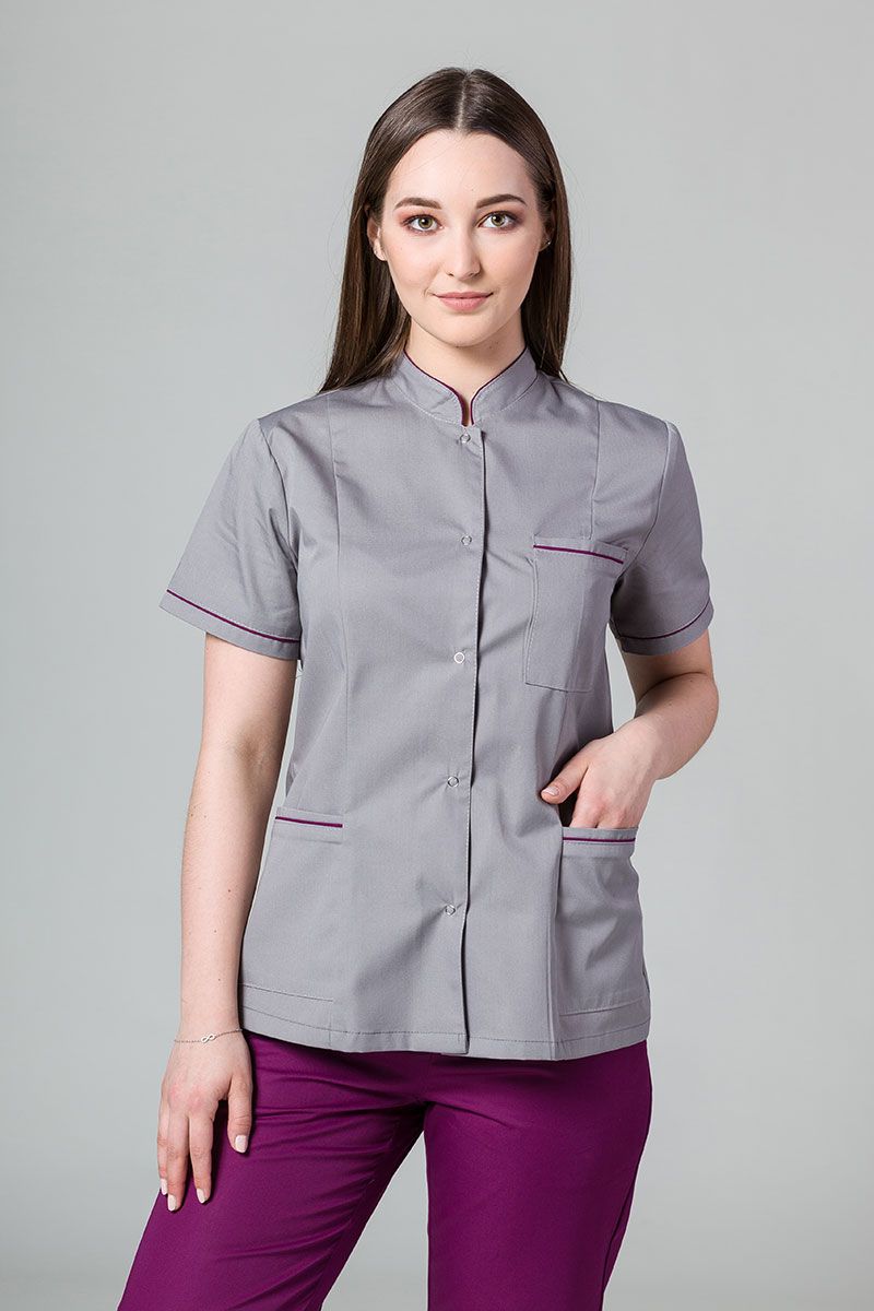 Lékařské sako Sunrise Uniforms šedé s lilkovým lemem