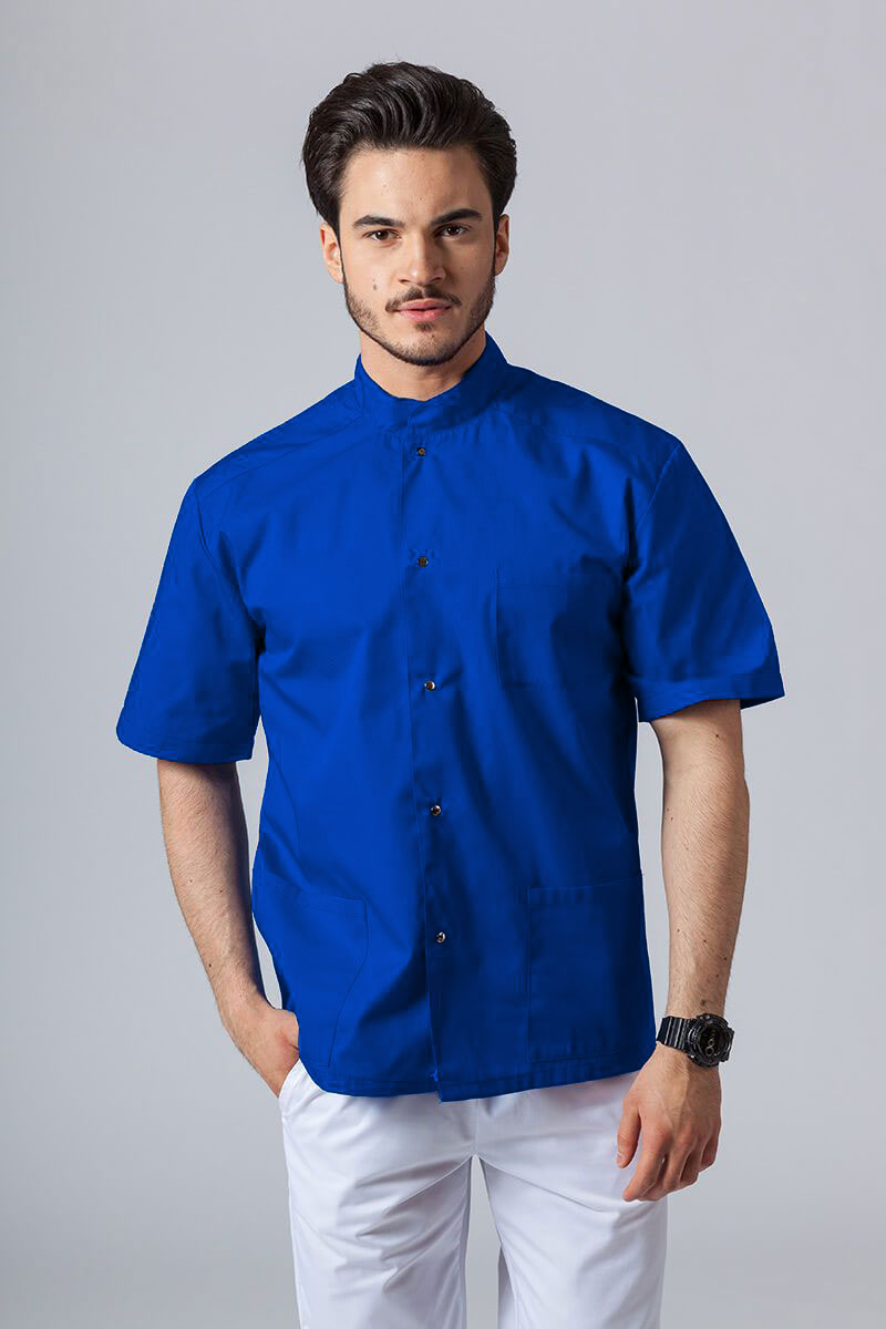 Pánska lekárska košile / blúzka se stojatým límečkem tmavo modrá
