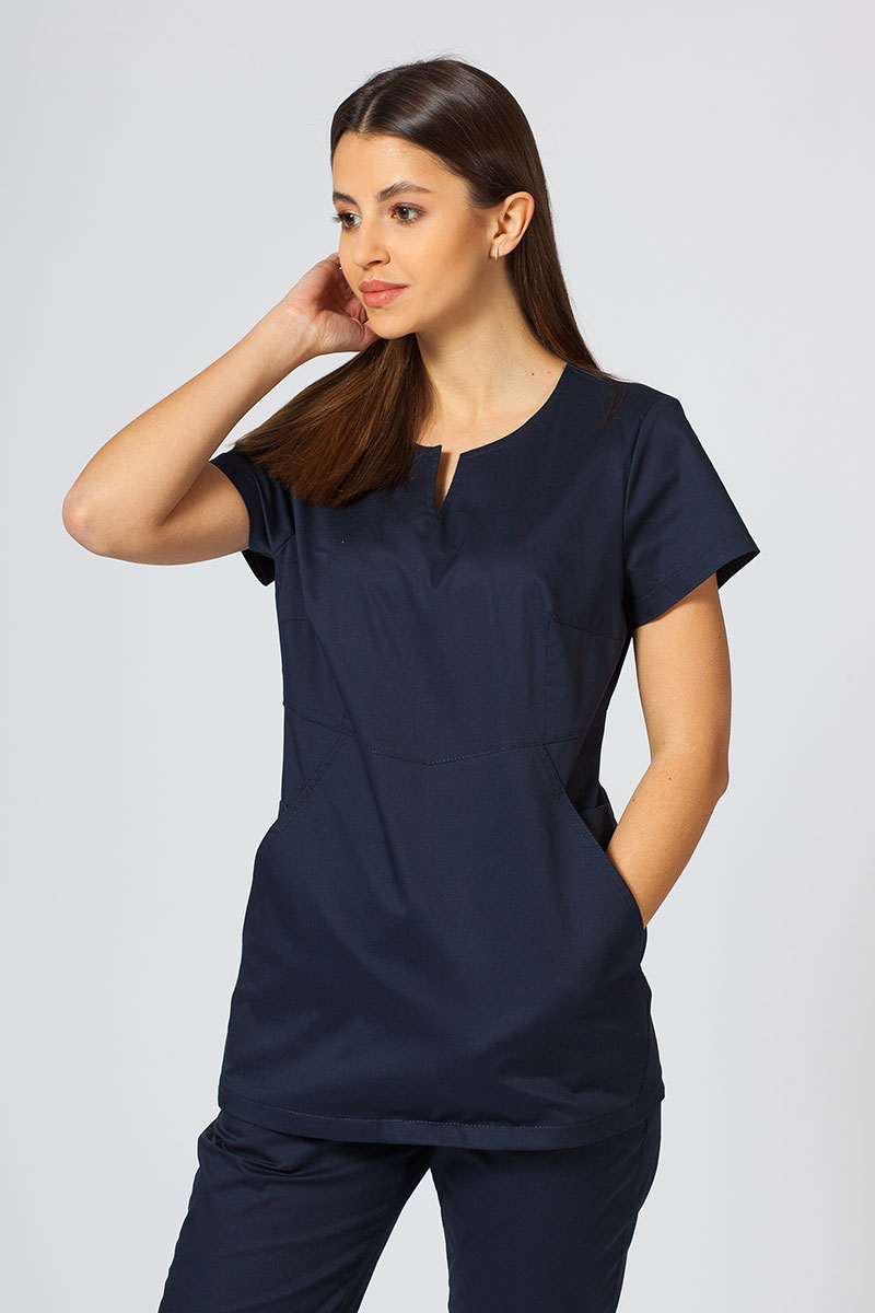 Dámska lekárska blúzka Sunrise Uniforms Kangaroo (elastická), námornícky modrá