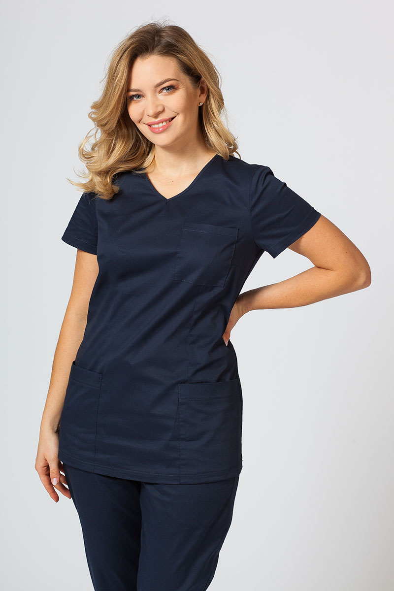 Dámska lekárska blúzka Sunrise Uniforms Fit (elastická), námornícky modrá