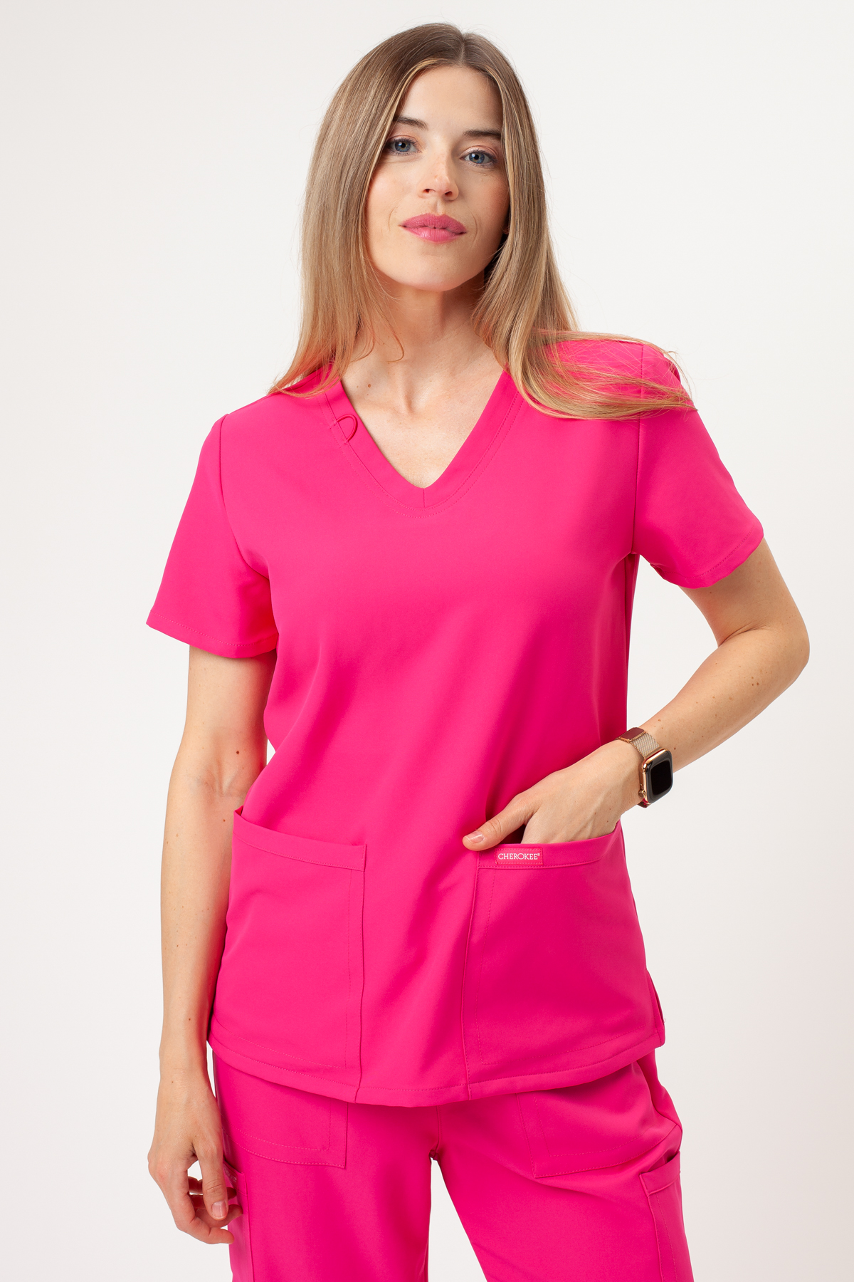 Dámska lekárska blúza Cherokee Ultra V-neck Top růžová