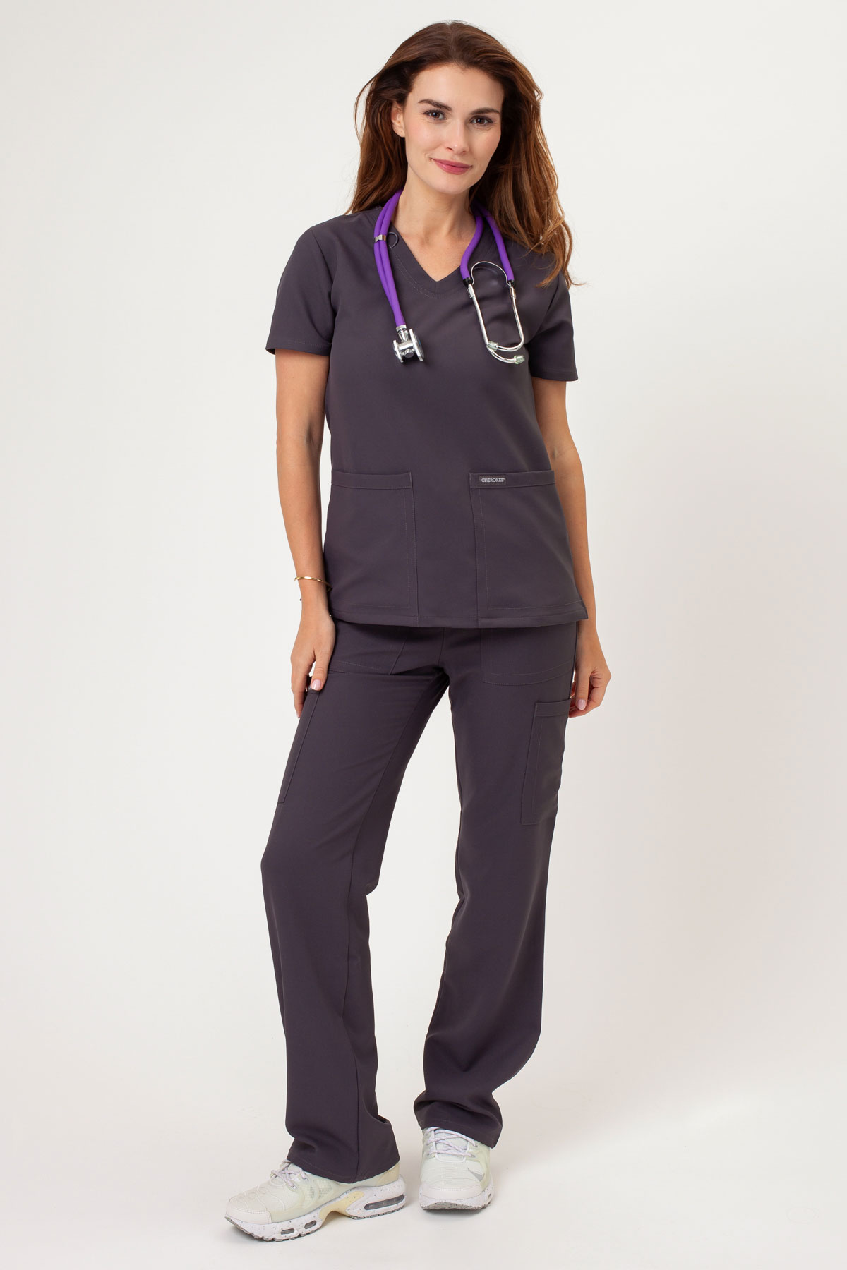 Dámska lekárska súprava Cherokee Ultra V-neck šedá