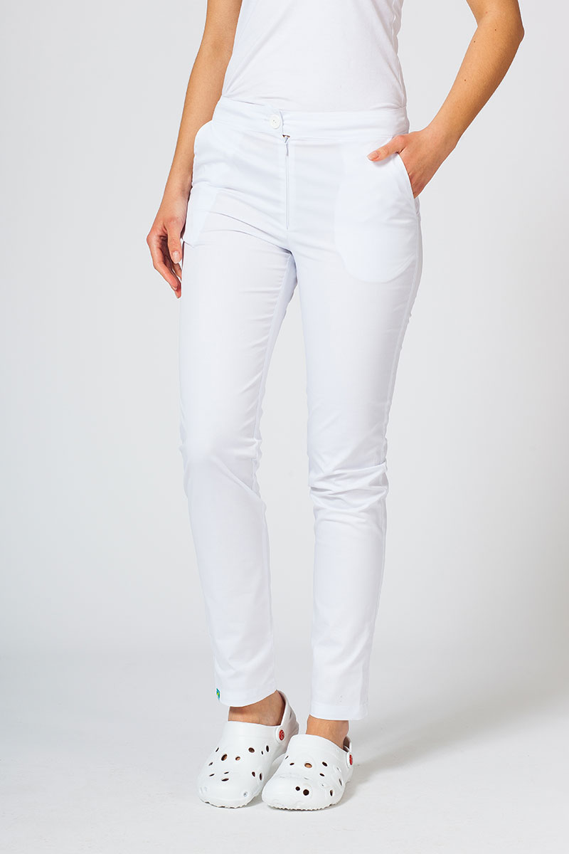 Dámske lekárske nohavice Sunrise Uniforms Slim (elastické) biele