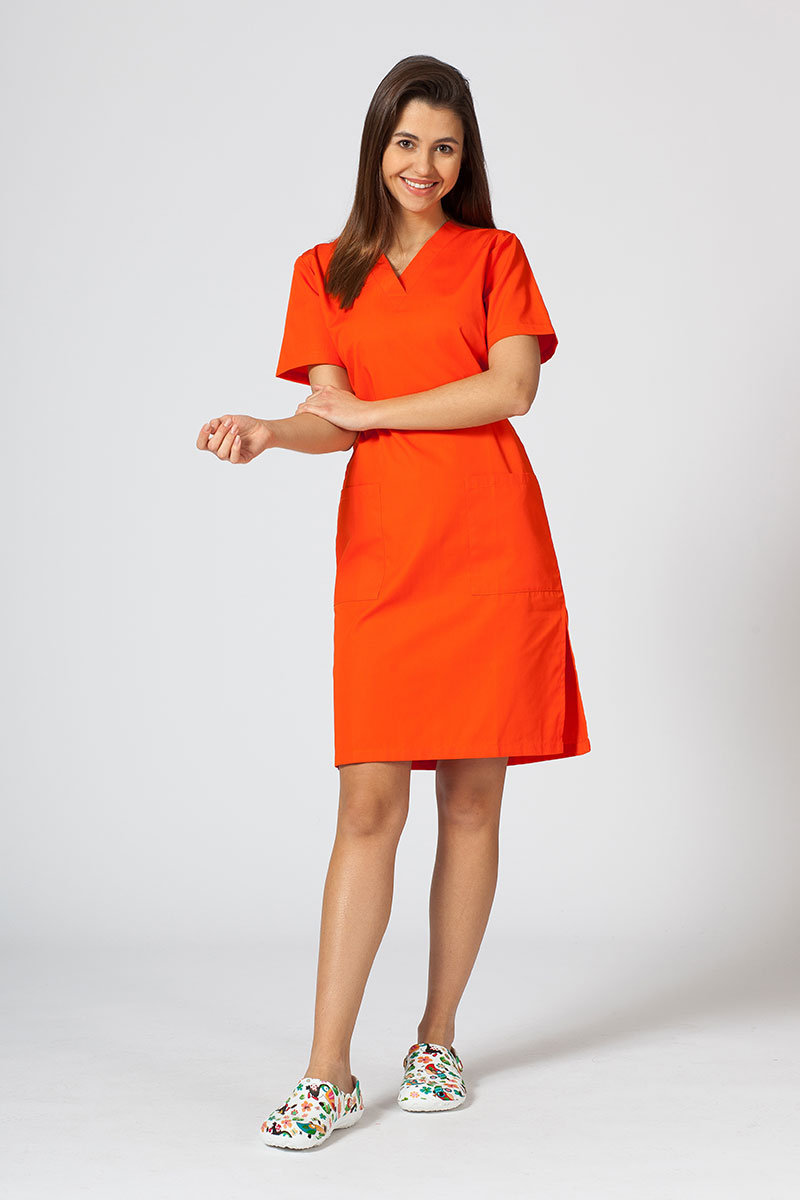 Lekárske jednoduché šaty Sunrise Uniforms oranžové