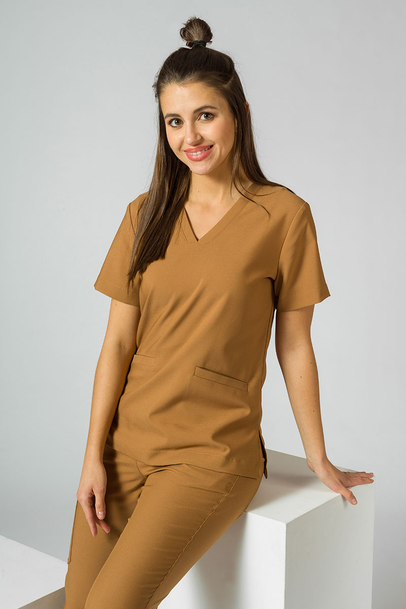 Lekárska blúzka Sunrise Uniforms Premium Joy hnedá