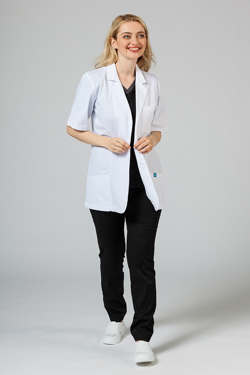 Lekársky plášť Adar Uniforms Consultation (krátky rukáv) biely