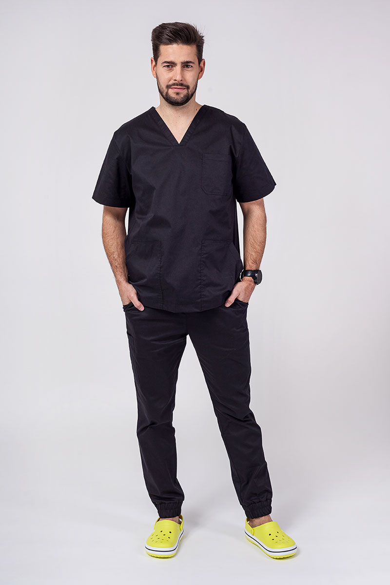 Pánska lekárska súprava Sunrise Uniforms Active (blúzka Flex, nohavice Flow) čierna