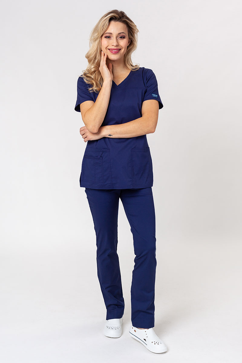 Lekárska dámska súprava Cherokee Core Stretch (blúza Core, nohavice Mid Rise) námornícka modrá