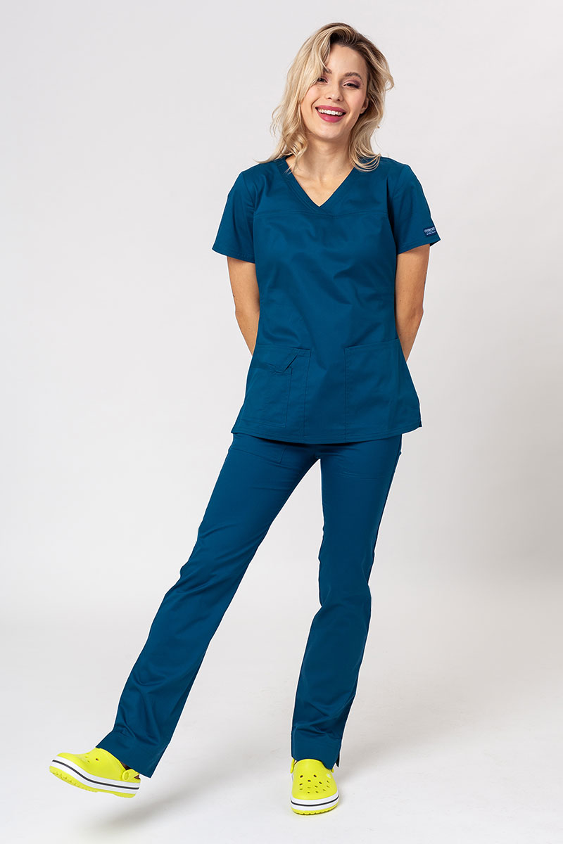 Lekárska dámska súprava Cherokee Core Stretch (blúza Core, nohavice Mid Rise) karaibsky modrá