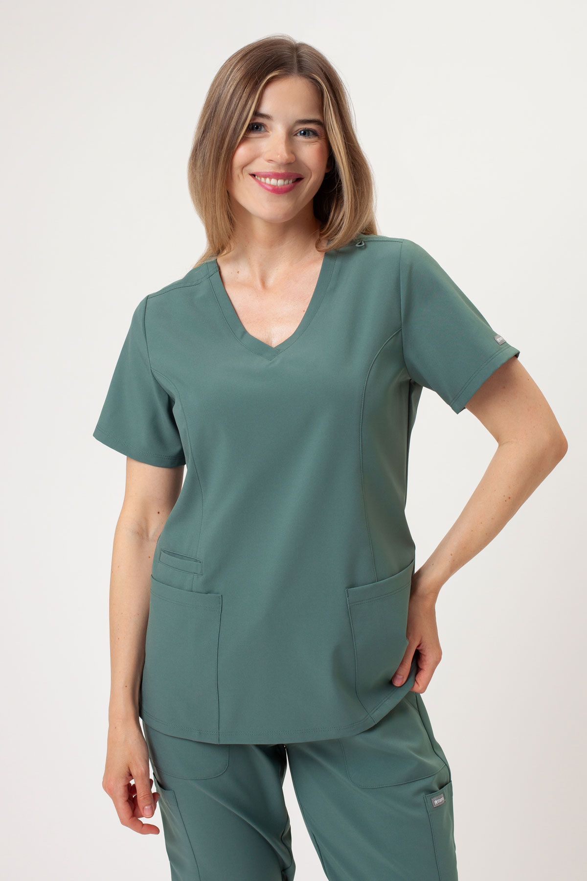 Lekárska dámská blúzka Maevn Momentum Double V-neck pastelově zelená