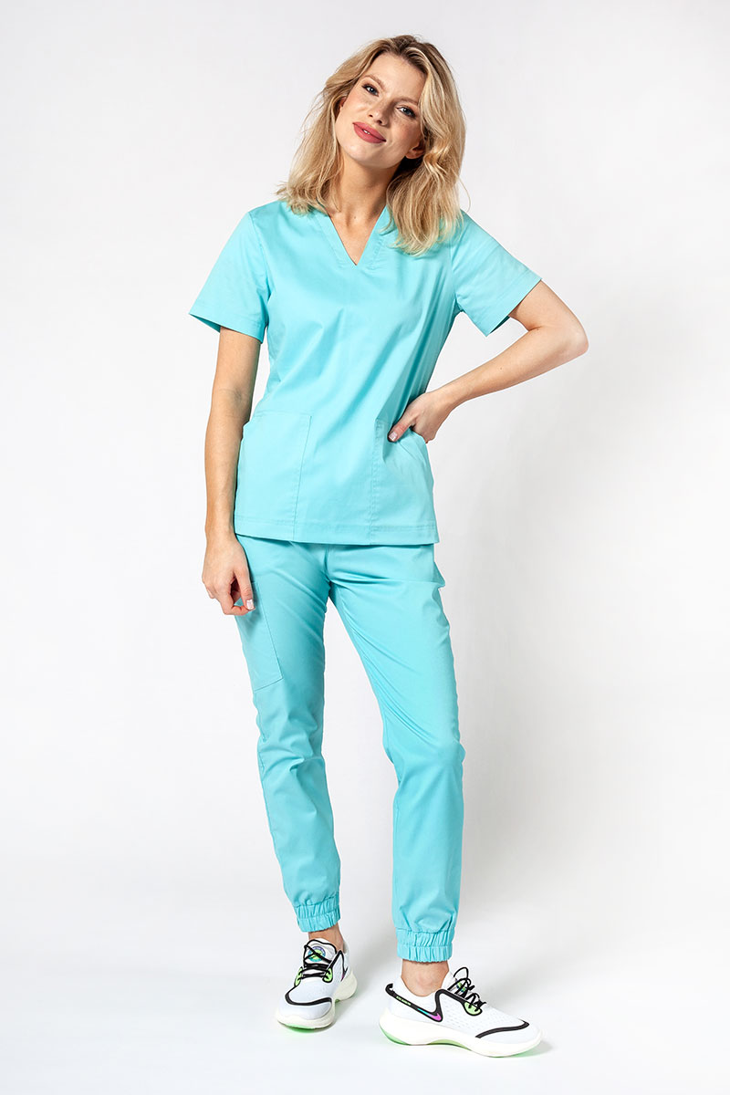 Dámska lekárska súprava Sunrise Uniforms Active III (blúzka Bloom, nohavice Air) aqua
