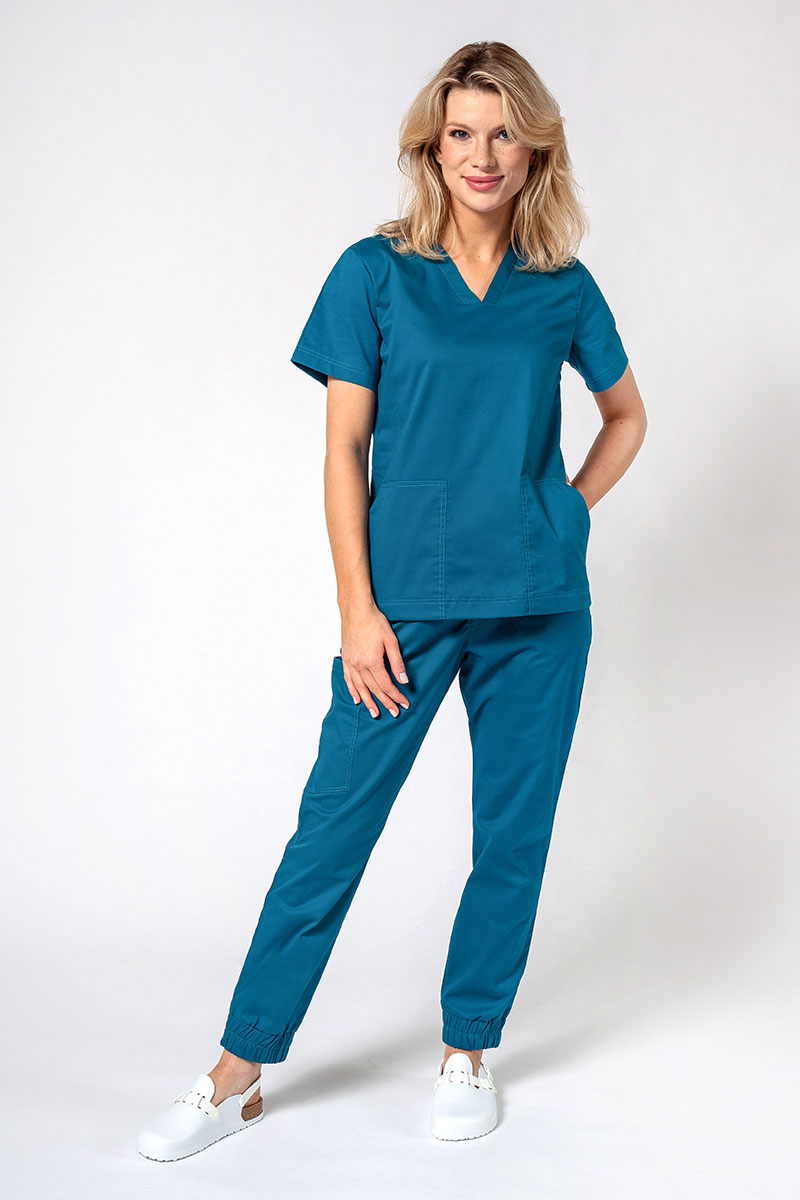Dámska lekárska súprava Sunrise Uniforms Active III (blúzka Bloom, nohavice Air) karaibsky modrá