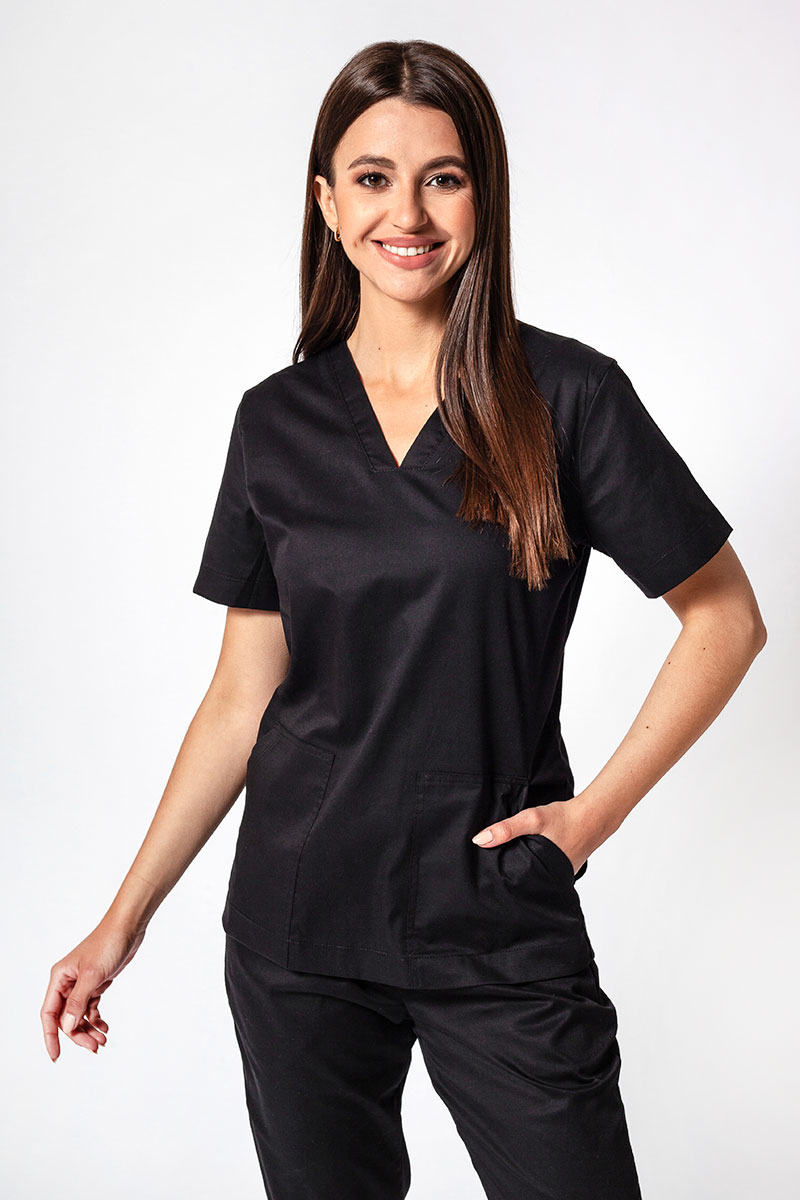 Dámska lekárska blúzka Sunrise Uniforms Active Bloom čierna