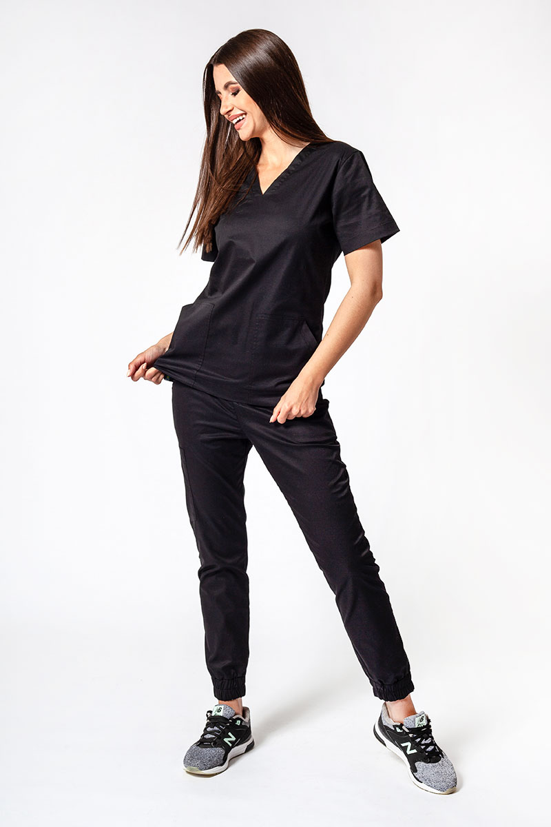 Dámska lekárska súprava Sunrise Uniforms Active III (blúzka Bloom, nohavice Air) čierna