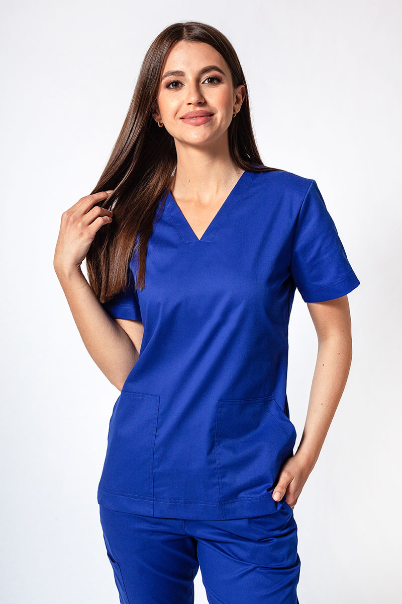 Dámska lekárska blúzka Sunrise Uniforms Active Bloom tmavo modrá