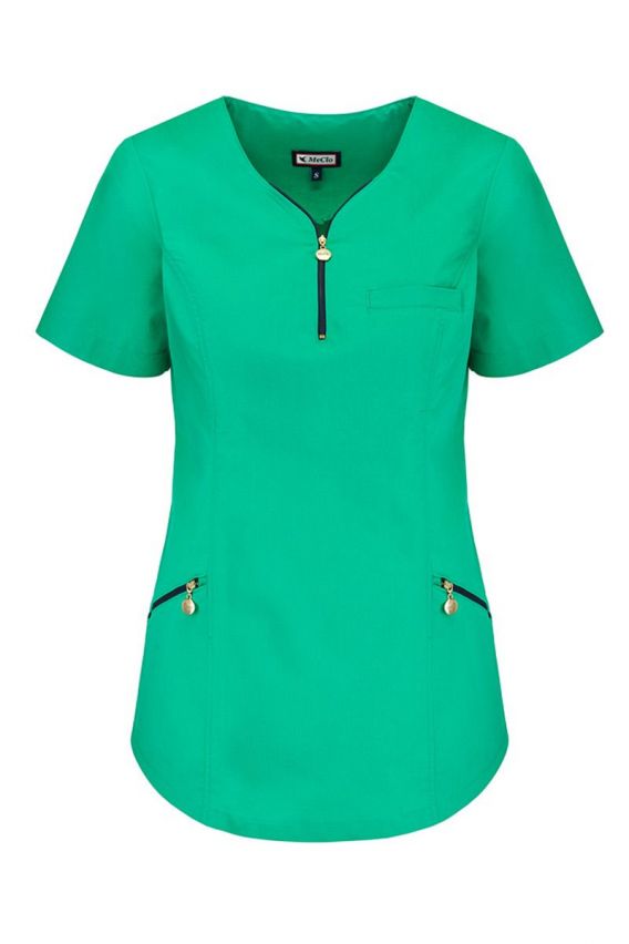 Dámská zdravotnická blúzka s výstřihem na zapínání MeCleo zelená + námornícky modrá-1
