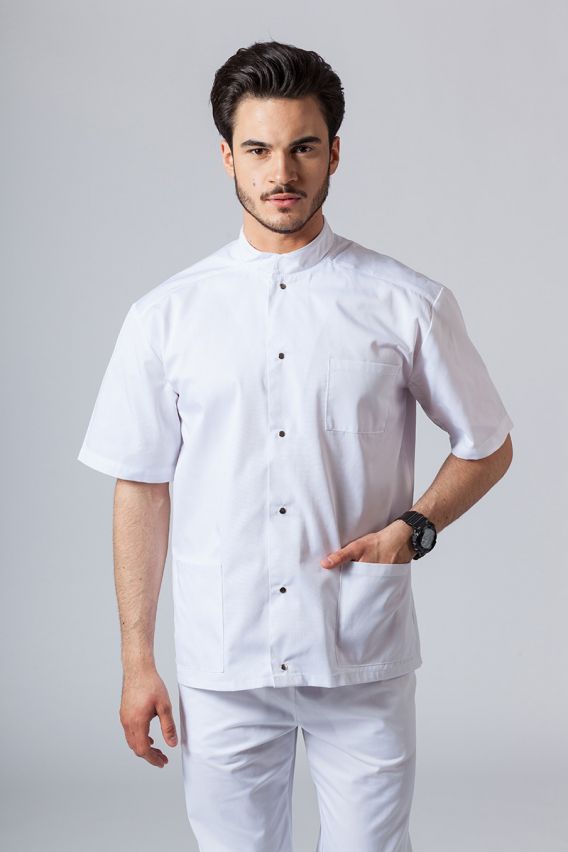 Pánska lekárska košile / blúzka se stojatým límečkem biela-1
