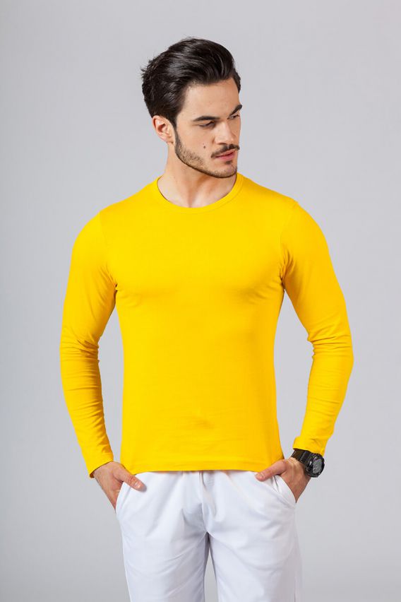Pánske tričko s dlhým rukávom svetle sivý žlté-1