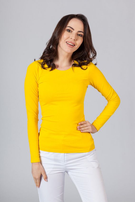 Dámske tričko Malfini Slim s dlhým rukávom žlté-1