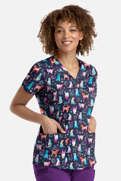 Dámska lekárska blúza Maevn Prints Furr-ever Colorful-1
